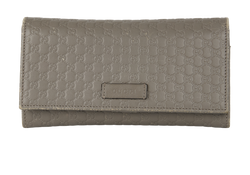 Gucci Bifold Microguccissima Wallet, Leather, Grey, 449396, 2*